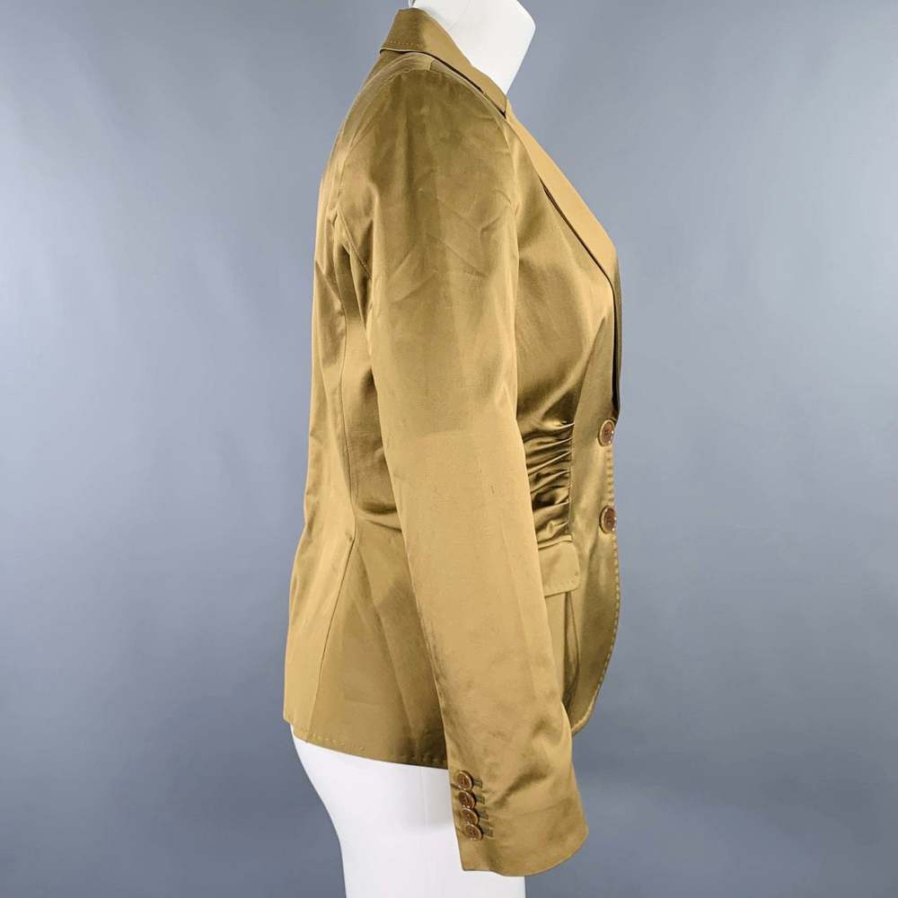 ETRO Olive Cotton Blend Ruched Single Breasted Jacket Blazer - Picture 2 of 7